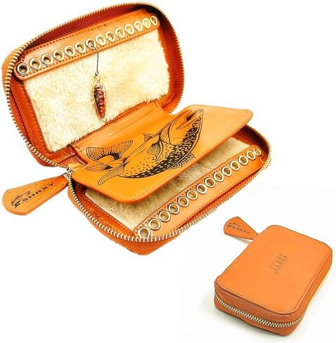 shrxy Fly Fishing Sequin Lure Bait Storage Wallet, Cowhide Leather, Felt Fly Dryer,stream Bait Tackle Bag in Saudi Arabia