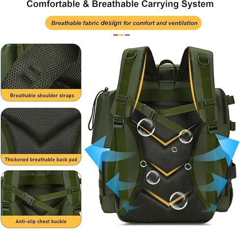 حقيبة ظهر لصيد الأسماك مع صناديق معالجة، حقيبة ظهر لصيد الأسماك سعة 45 لتر، صندوق أدوات صيد السمك، حقيبة تخزين كبيرة مضادة للماء في الهواء الطلق، هدايا عيد الميلاد للرجال (أسود) in Kuwait