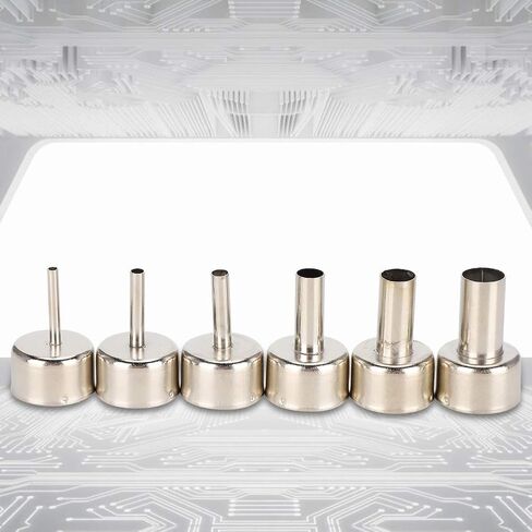 6pcs Hot Air Gun Nozzle, Stainless Steel 3/4/5/8/10/12mm, for 858 Heat Gun SMD Rework Station in Saudi Arabia