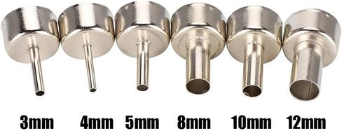 6pcs Hot Air Gun Nozzle, Stainless Steel 3/4/5/8/10/12mm, for 858 Heat Gun SMD Rework Station in Saudi Arabia