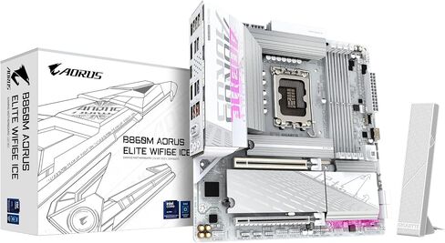 GIGABYTE B860M AORUS Elite WF6E ICE Motherboard - Intel Core Ultra Series CPUs, 12+1+2+1 Phases VRM, up to 9200MHz DDR5, 1xPCIe 5.0 + 2xPCIe 4.0 M.2, 2.5GbE LAN, WiFi 6E, USB 4 in Saudi Arabia