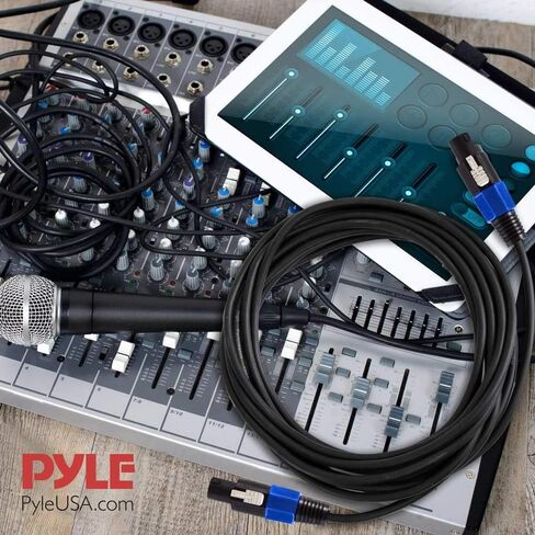 Pyle-Pro Audio Cord Connector to Male Speakon Connection 30 ft 12 Gauge Black Heavy Duty Professional Speaker Cable Wire-Delivers Sound-Pyle PPSS30, USB in Saudi Arabia