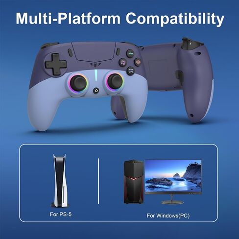 وحدة تحكم لاسلكية MWCG لجهاز PS5، متوافقة مع PS5 Pro/Slim/PC، اهتزاز مزدوج، وظيفة معدلة، 8 أوضاع إضاءة، مقبس صوت 3.5 مم، لوحة ألعاب للتحكم في الحركة ذات 6 محاور مع مكبر صوت in Kuwait