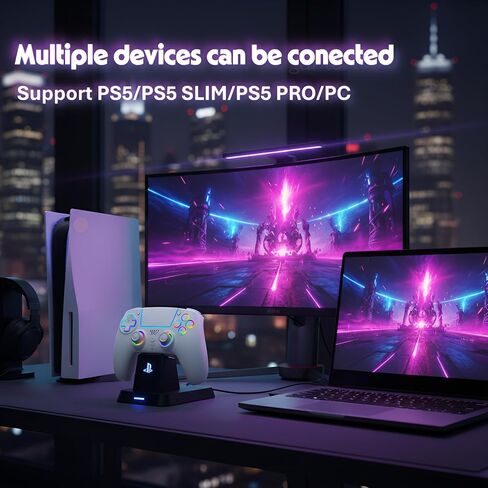 FLUY-E RGB Wireless Controller for PS5/PC – Compatible with PS5, PS5 Slim & PS5 Pro, Hall Effect Joysticks and Triggers, Dual Vibration, Six-Axis Sensor, Touch Panel, Turbo & Programmable Buttons, Ergonomic Design in Saudi Arabia