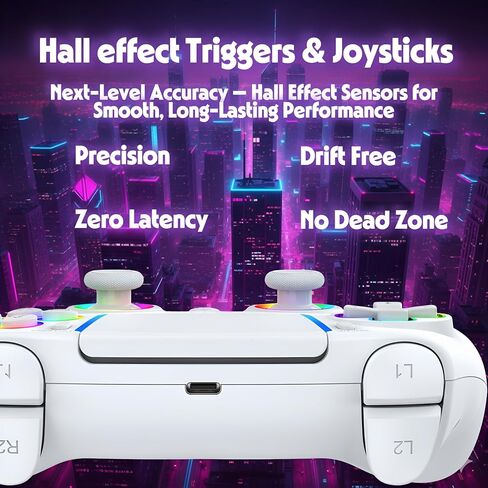 FLUY-E RGB Wireless Controller for PS5/PC – Compatible with PS5, PS5 Slim & PS5 Pro, Hall Effect Joysticks and Triggers, Dual Vibration, Six-Axis Sensor, Touch Panel, Turbo & Programmable Buttons, Ergonomic Design in Saudi Arabia