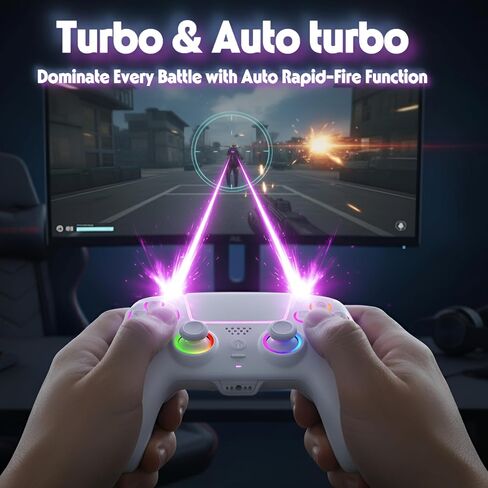 FLUY-E RGB Wireless Controller for PS5/PC – Compatible with PS5, PS5 Slim & PS5 Pro, Hall Effect Joysticks and Triggers, Dual Vibration, Six-Axis Sensor, Touch Panel, Turbo & Programmable Buttons, Ergonomic Design in Saudi Arabia