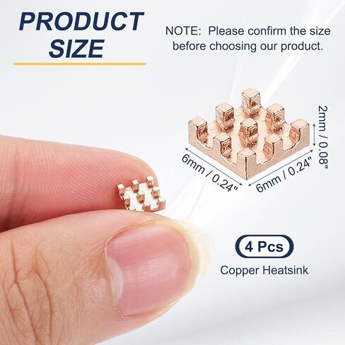 patikil النحاس المبرد 6x6x2mm، 4 قطع الحرارة بالوعة المبرد برودة لراسبيري بي رقاقة وحدة المعالجة المركزية السلطة الترانزستور fet ic مكبر كهربائي in Saudi Arabia