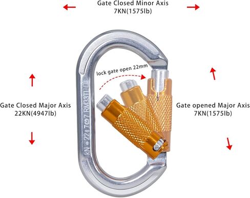 مشابك حلقة تسلق بقفل تلقائي معتمدة من CE، حلقة تسلق بقفل عالي التحمل على شكل 22KN O لتسلق الصخور وتسلق الجبال والإنقاذ in Kuwait