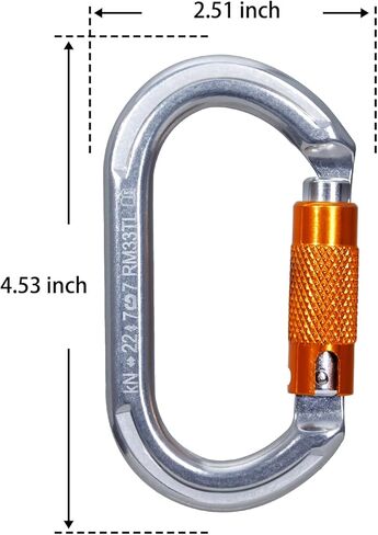 مشابك حلقة تسلق بقفل تلقائي معتمدة من CE، حلقة تسلق بقفل عالي التحمل على شكل 22KN O لتسلق الصخور وتسلق الجبال والإنقاذ in Kuwait