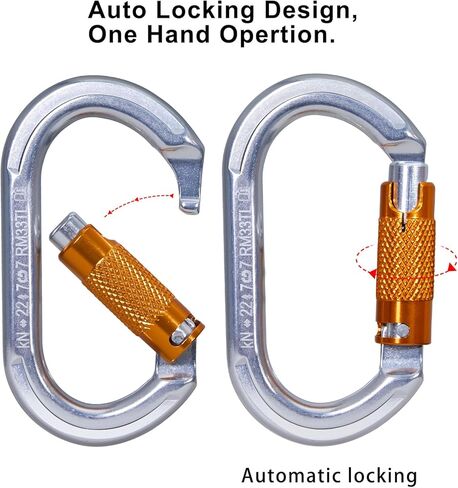 مشابك حلقة تسلق بقفل تلقائي معتمدة من CE، حلقة تسلق بقفل عالي التحمل على شكل 22KN O لتسلق الصخور وتسلق الجبال والإنقاذ in Kuwait