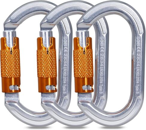 مشابك حلقة تسلق بقفل تلقائي معتمدة من CE، حلقة تسلق بقفل عالي التحمل على شكل 22KN O لتسلق الصخور وتسلق الجبال والإنقاذ in Kuwait