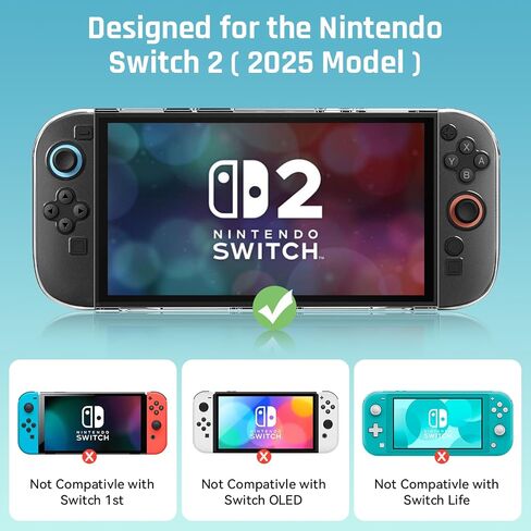 Dockable Clear Case for Nintendo Switch 2 (2025) – Slim Fit Protective Cover with Soft TPU Grip & Hard PC Back – Shockproof, Anti-Scratch in Saudi Arabia