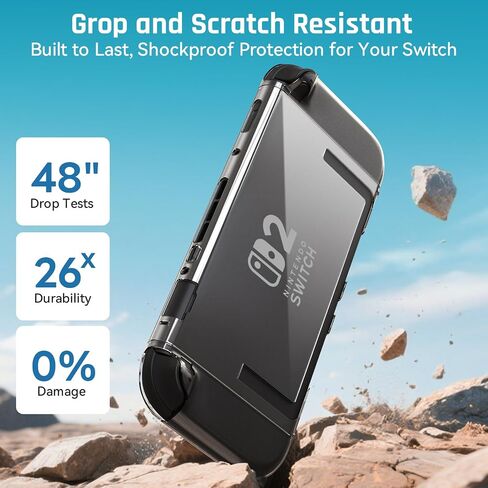 Dockable Clear Case for Nintendo Switch 2 (2025) – Slim Fit Protective Cover with Soft TPU Grip & Hard PC Back – Shockproof, Anti-Scratch in Saudi Arabia