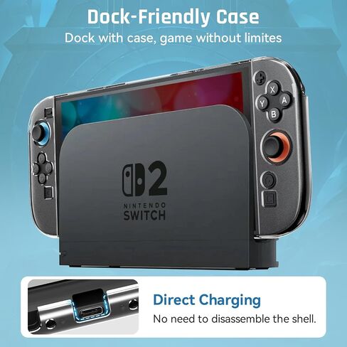 Dockable Clear Case for Nintendo Switch 2 (2025) – Slim Fit Protective Cover with Soft TPU Grip & Hard PC Back – Shockproof, Anti-Scratch in Saudi Arabia
