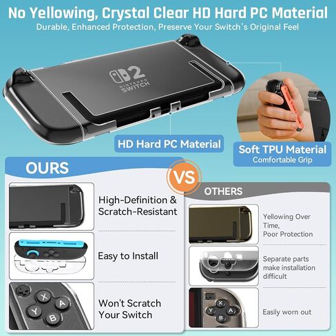 Dockable Clear Case for Nintendo Switch 2 (2025) – Slim Fit Protective Cover with Soft TPU Grip & Hard PC Back – Shockproof, Anti-Scratch in Saudi Arabia