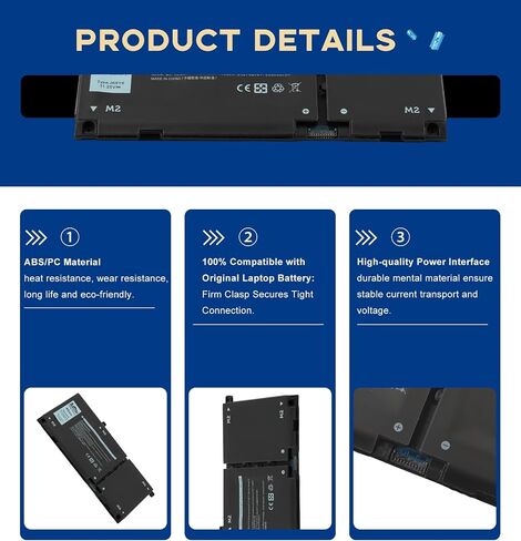 بطارية بديلة RYXXH لسلسلة DELL Latitude 3150 3160 E5250 E5450 E5550، متوافقة مع أرقام الأجزاء RYXXH 9P4D2 R5MD0 YD8XC، 11.1 فولت 38 وات في الساعة 4213 مللي أمبير في الساعة 3 خلايا ليثيوم بوليمر in Kuwait