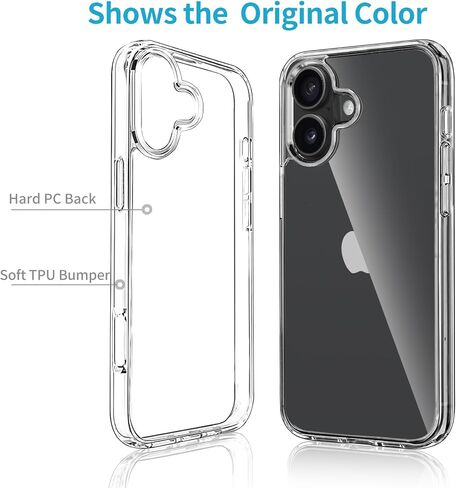 JJGoo متوافق مع حافظة iPhone 17، حافظات هاتف شفافة مضادة للصدمات، غطاء واقٍ خلفي صلب مضاد للخدش من البولي كربونات in Saudi Arabia