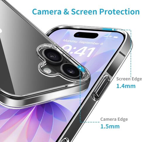 JJGoo متوافق مع حافظة iPhone 17، حافظات هاتف شفافة مضادة للصدمات، غطاء واقٍ خلفي صلب مضاد للخدش من البولي كربونات in Saudi Arabia