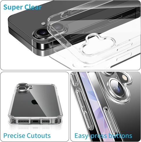 JJGoo متوافق مع حافظة iPhone 17، حافظات هاتف شفافة مضادة للصدمات، غطاء واقٍ خلفي صلب مضاد للخدش من البولي كربونات in Saudi Arabia