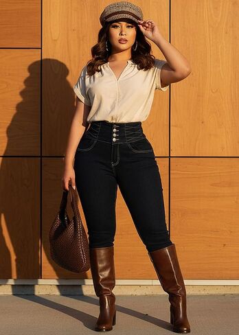 High Waisted Butt Lifting Skinny Jeans - Distressed Levanta Cola Stretchy Jeans in Saudi Arabia