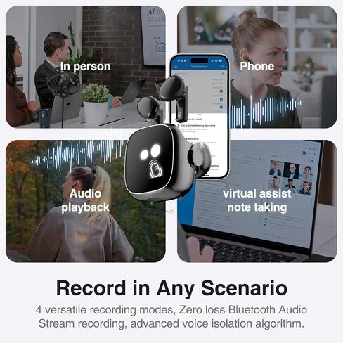 OSO AI Earbuds - Bluetooth Earbuds & Lossless AI Recorder with Smart Meeting Assistant, Transcribe & Summarize in 102+ Languages, AI Productivity Tools, Charging Pod with Display, Noise Reduction Mic in Saudi Arabia