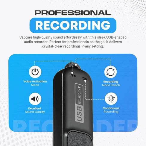 جهاز ملاحظات صوتي رقمي USB-C للملاحظات والمحاضرات والاجتماعات - تخزين لمدة 288 ساعة، بطارية 26 ساعة، ختم التاريخ والوقت، سهولة التشغيل على جهاز الكمبيوتر/جهاز Mac - أداة ملاحظات صوتية مدمجة للاستخدام اليومي in Saudi Arabia