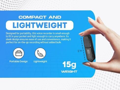 جهاز ملاحظات صوتي رقمي USB-C للملاحظات والمحاضرات والاجتماعات - تخزين لمدة 288 ساعة، بطارية 26 ساعة، ختم التاريخ والوقت، سهولة التشغيل على جهاز الكمبيوتر/جهاز Mac - أداة ملاحظات صوتية مدمجة للاستخدام اليومي in Saudi Arabia