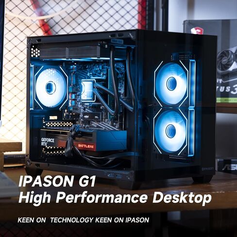 كمبيوتر مكتبي للألعاب IPASON Speedra، Ryzen7 5700X، Geforce RTX 3050 6G، 16 جيجابايت DDR4، 1 تيرابايت NVMe SSD، 550 واط PSU، Wi-Fi، مراوح ARGB، Windows 11، كمبيوتر ألعاب مُصمم مسبقًا، كمبيوتر جديد in Kuwait