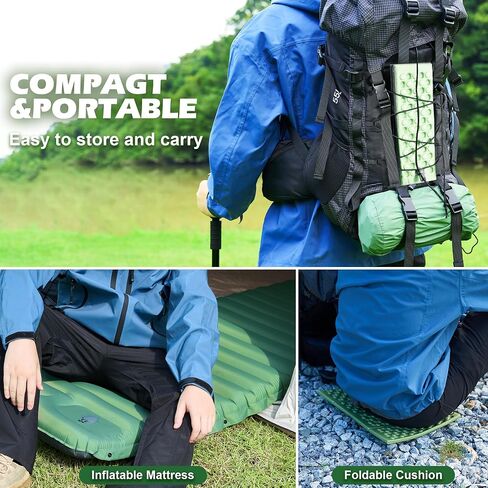 Premium Hiking Camping Backpack Set, Casual Style with Inflatable Sleeping Pad, Trekking Poles, Monocular, Water Filter Bottle & LED Headlamp - Adventure Essentials for Outdoor Explorers in Saudi Arabia