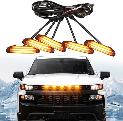 مصابيح الشبكة الأمامية LED لعام 2019 Silverado 1500 Accessories 2020 2021 Lights Lights for Custom Trail Boss WT (White ، 5pcs) in Saudi Arabia