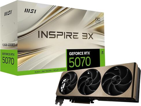 بطاقة رسومات MSI Gaming RTX 5070 12G Inspire 3X OC (12 جيجابايت GDDR7، 192 بت، أداء فائق: 2557 ميجاهرتز، DisplayPort x 3 2.1a، HDMI 2.1b، NVIDIA Blackwell Architecture) in Kuwait