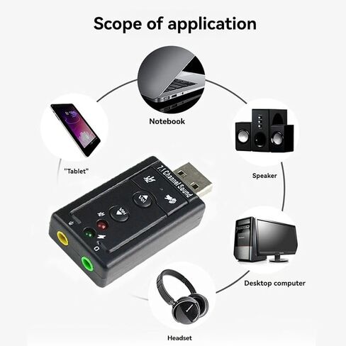 بطاقة الصوت USB الخارجية 7.1 قناة محول الصوت بطاقة الصوت محول الصوت تصميم صغير محمول لتحسين الصوت in Kuwait