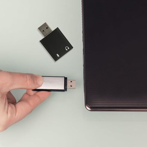 محول بطاقة صوت ستيريو خارجي من الألومنيوم USB من Artibetter مع سماعة رأس ومقبس ميكروفون وواجهة صوت مدمجة لألعاب الكمبيوتر المحمول والاستمتاع بالموسيقى in Saudi Arabia