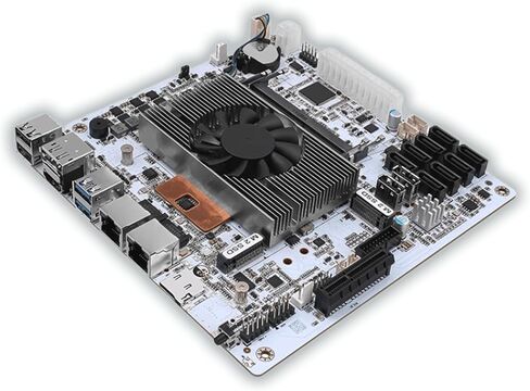 Mini-ITX Motherboard with Quad-Core 8-Thread Low Power CPU, Dual 2.5G LAN, 8 SATA, HDMI/DP 4K, PCIe x4, 2 M.2 NVMe, DDR4 RAM – Home Server, NAS Storage, Firewall, Virtualization in Saudi Arabia