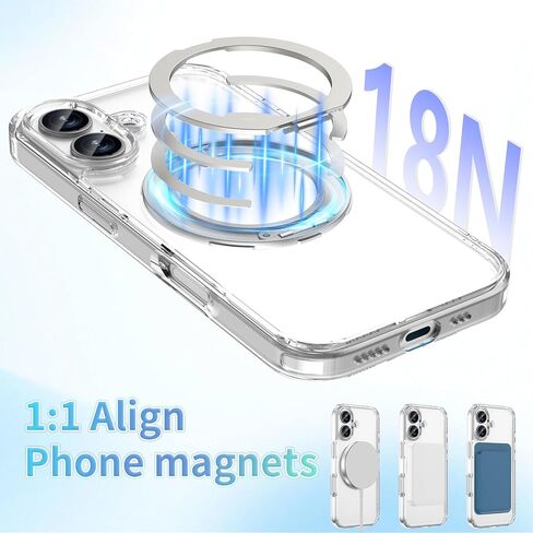 حافظة حامل مغناطيسي 360 درجة من ACESTAR متوافقة مع iPhone 17 Pro Max، غطاء هاتف حامل حلقي مرن قابل للدوران للرجال والنساء | متوافق مع ماج سيف | مقاوم للصدمات ومضاد للخدش | مكافحة الاصفرار in Saudi Arabia