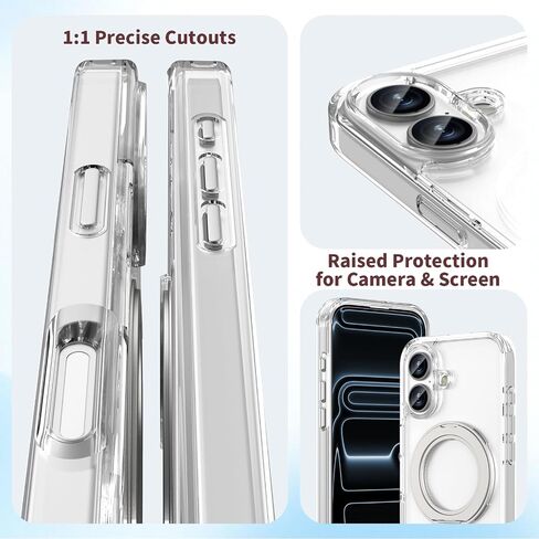 حافظة حامل مغناطيسي 360 درجة من ACESTAR متوافقة مع iPhone 17 Pro Max، غطاء هاتف حامل حلقي مرن قابل للدوران للرجال والنساء | متوافق مع ماج سيف | مقاوم للصدمات ومضاد للخدش | مكافحة الاصفرار in Saudi Arabia