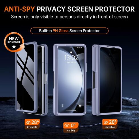MOBOSI for Z Fold 5 Case with Privacy Screen Protector [Compatible with Magsafe], [Built-in Kickstand&Full Body Hinge Protection] Shockproof Phone Cover for Samsung Galaxy Z Fold5, Black in Kuwait
