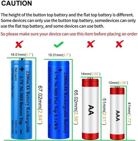 18650 Battery Charger with 2 Pack 3.7V 2200mAh Button Top Battery Ni-MH,2 Bay LCD Display Smart Universal USB Battery Chargers for 18650 18500 21700 26650 14500 16340 10440 3.7V Rechargeable Batteries in Saudi Arabia
