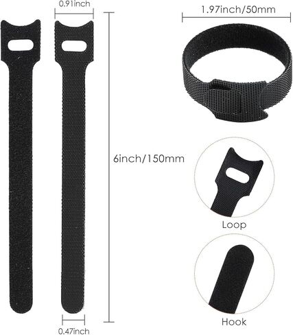 60PCS Reusable Cable Ties Wire Ties (6 Inch), Adjustable Cable Management, Wire Ties Cord Organizer Cable Organizer -Black in Saudi Arabia