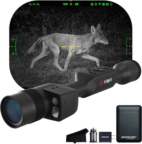 ATN X-Sight 5 LRF Ultra HD 4K+ Smart Day & Night Vision Scope with Built-in Laser Rangefinder and Ballistic Calculator | Dual Stream Video, Recoil Activated Video | Exclusive Signature Series Kit in Saudi Arabia