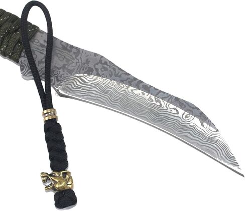 Paracord Knife Lanyard With Brass Wolf-head Bead Paracord Lanyard for Knife EDC Tools Tactical Lanyards in Saudi Arabia