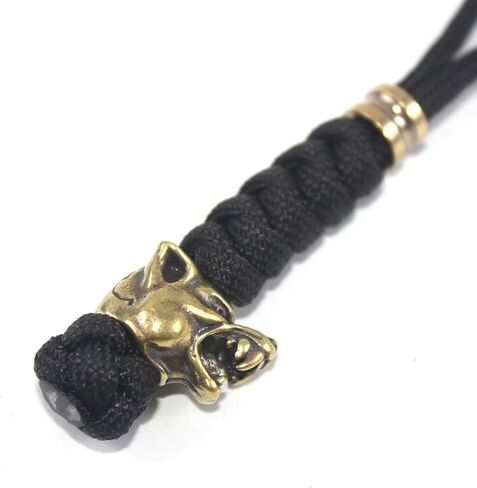 Paracord Knife Lanyard With Brass Wolf-head Bead Paracord Lanyard for Knife EDC Tools Tactical Lanyards in Saudi Arabia