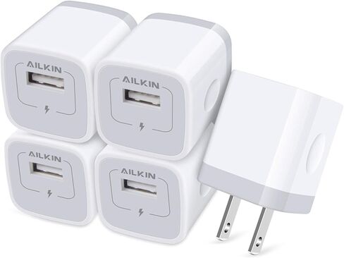 AILKIN USB Charger Wall Plug, [5Pack-1Port] Fast Charging Outlet AC Power Adapter Block Cube for iPhone, iPad, Samsung, Camera, Android or Type C Phones & Tablets Charge Multiple USB Hub Station Base in Saudi Arabia