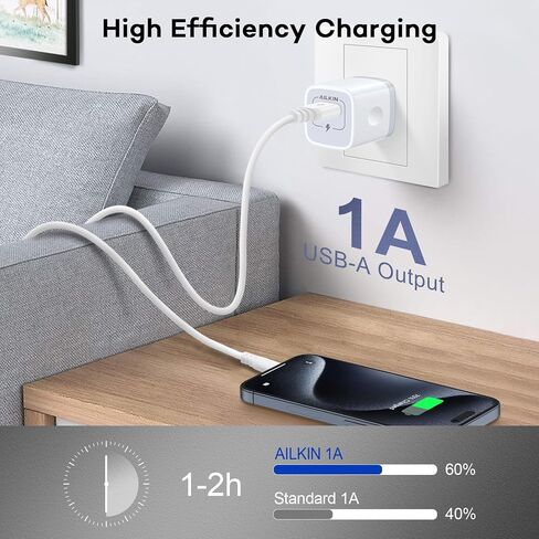 AILKIN USB Charger Wall Plug, [5Pack-1Port] Fast Charging Outlet AC Power Adapter Block Cube for iPhone, iPad, Samsung, Camera, Android or Type C Phones & Tablets Charge Multiple USB Hub Station Base in Saudi Arabia