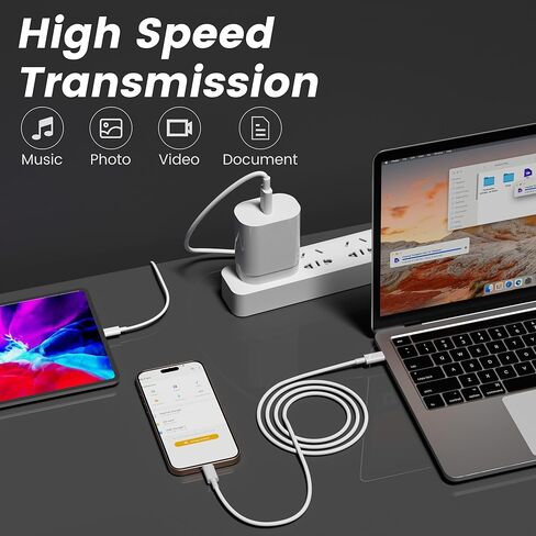 شاحن USB C شحن سريع لهاتف iPhone 15/16 Pro/Pro Max، كتلة شاحن USB C سريع بقدرة 30 وات مع سلك كابل طويل من النوع C بطول 6 أقدام و10 أقدام لهاتف iPhone 16/15 Plus/iPad Pro 12.9/11/Samsung/Android (3 عبوات) in Kuwait