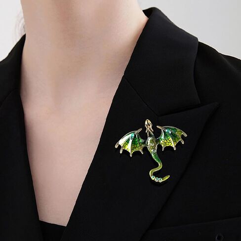 Alloy Men's Brooch in Cartoon Flying Dragon Shape with Enamel Oil - Dripping Process, Ideal for Coats in Saudi Arabia