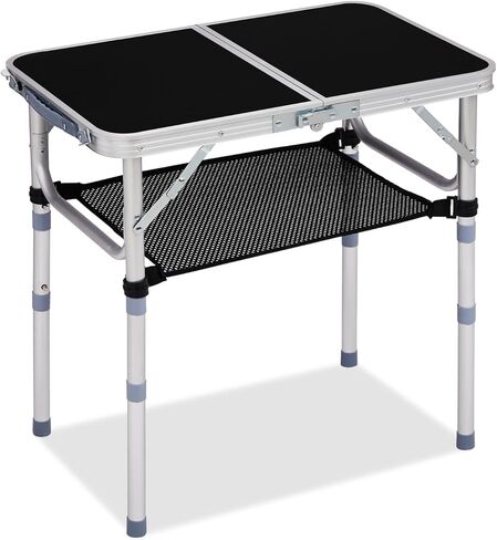 Outvita Folding Table, 3FT Aluminum Camping Table with Storage Adjustable Height Picnic Table Lightweight for Carring Outdoor Party Events Beach in Saudi Arabia