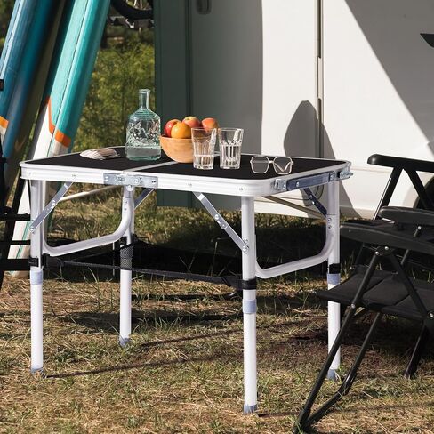 Outvita Folding Table, 3FT Aluminum Camping Table with Storage Adjustable Height Picnic Table Lightweight for Carring Outdoor Party Events Beach in Saudi Arabia