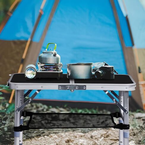 Outvita Folding Table, 3FT Aluminum Camping Table with Storage Adjustable Height Picnic Table Lightweight for Carring Outdoor Party Events Beach in Saudi Arabia