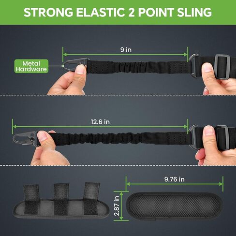 Hantoptik Rifle Sling Two Point Adjustable Length Gun Sling for Rifle with 2 Pack Sling Swivel for M-Rail,1 Shoulder Pads,1 Sling Attachment Ring and 1 Adustable D-Ring Loop Shoulder Strap in Kuwait